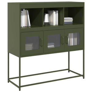 vidaXL Credenza Verde Oliva 100,5x39x107 cm Acciaio Laminato a Freddo