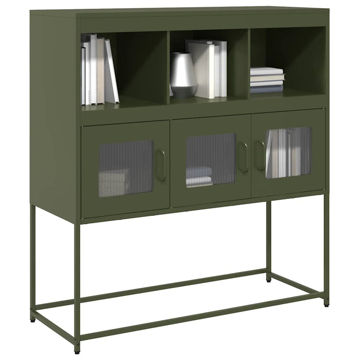 vidaXL Credenza Verde Oliva 100,5x39x107 cm Acciaio Laminato a Freddo