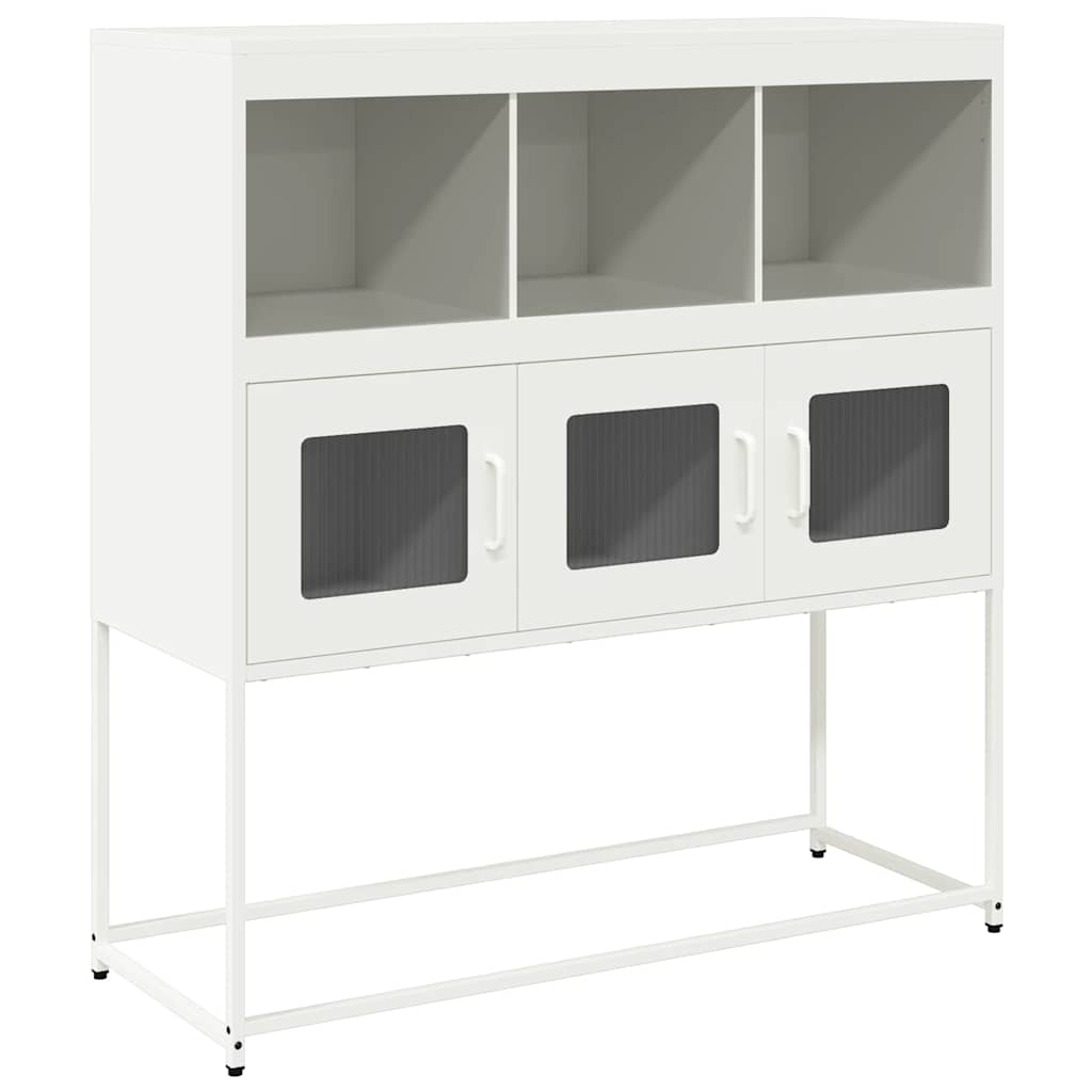 Credenza-Buffet-Armadio da cucina Bianca 100,5x39x107 cm in Acciaio Laminato a Freddo 167123