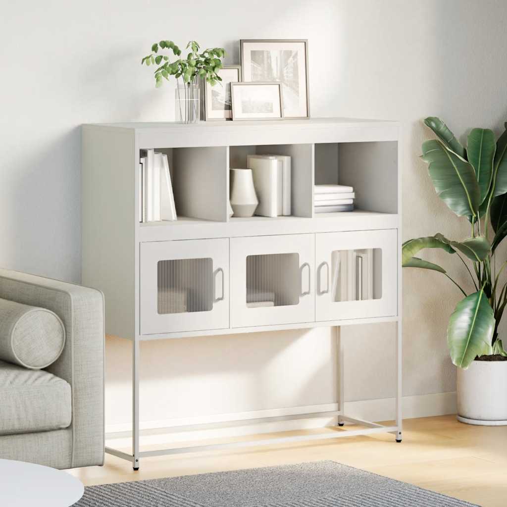 vidaXL Credenza Bianca 100,5x39x107 cm in Acciaio Laminato a Freddo