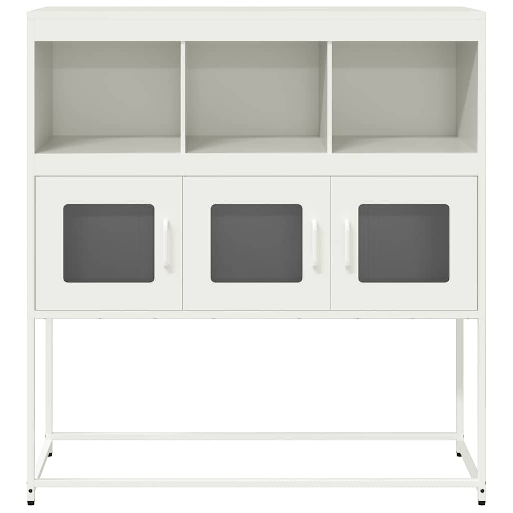 Credenza-Buffet-Armadio da cucina Bianca 100,5x39x107 cm in Acciaio Laminato a Freddo 167123