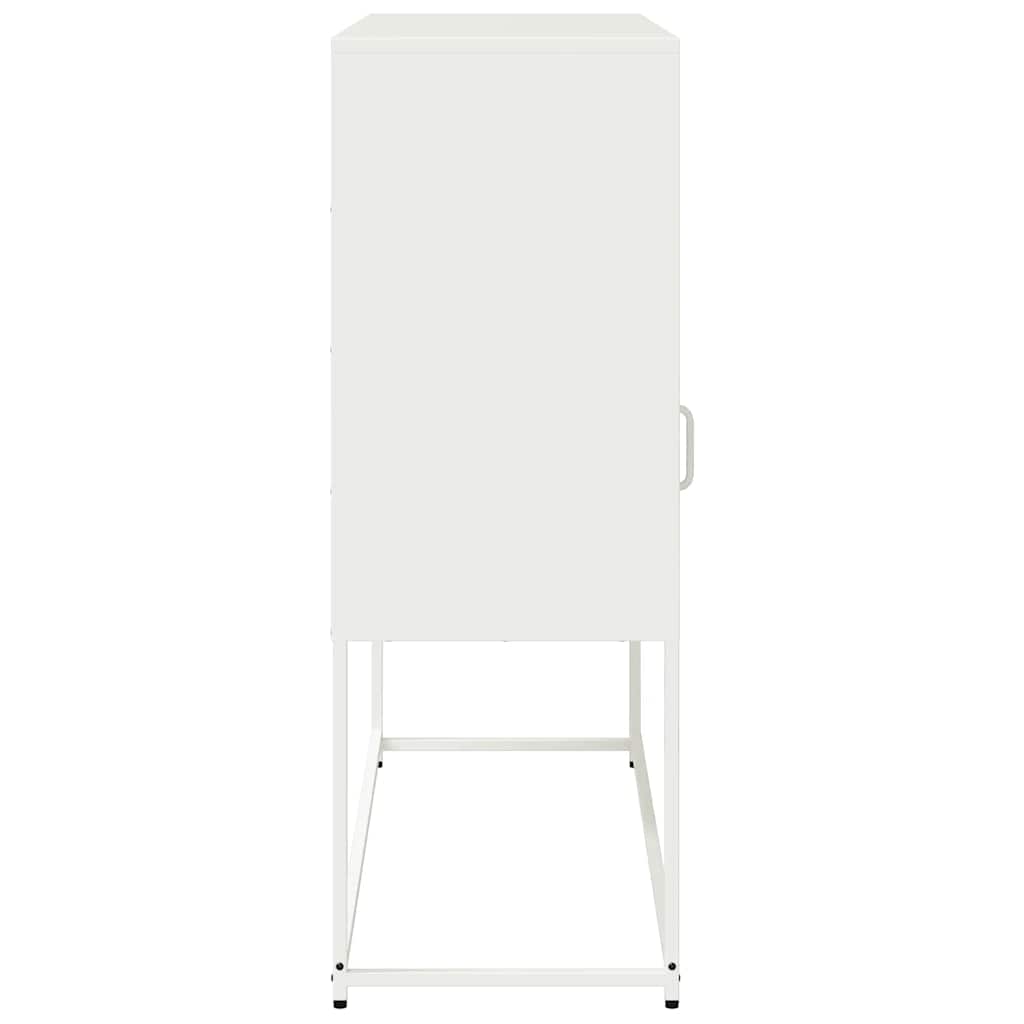 Credenza-Buffet-Armadio da cucina Bianca 100,5x39x107 cm in Acciaio Laminato a Freddo 167123