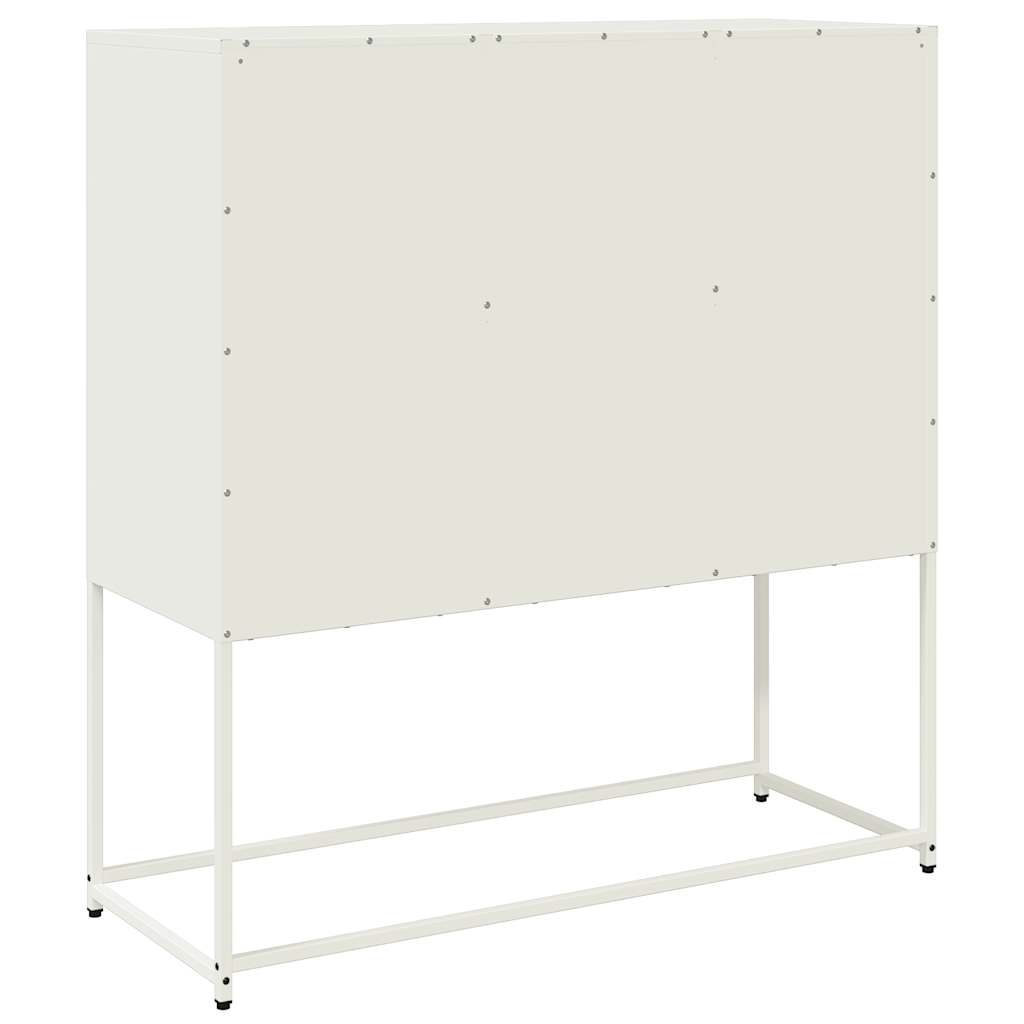 Credenza-Buffet-Armadio da cucina Bianca 100,5x39x107 cm in Acciaio Laminato a Freddo 167123