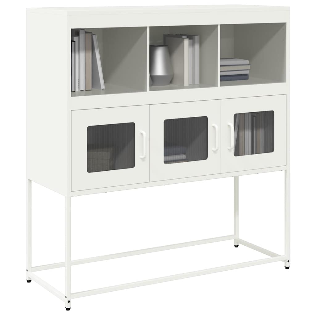 Credenza-Buffet-Armadio da cucina Bianca 100,5x39x107 cm in Acciaio Laminato a Freddo 167123