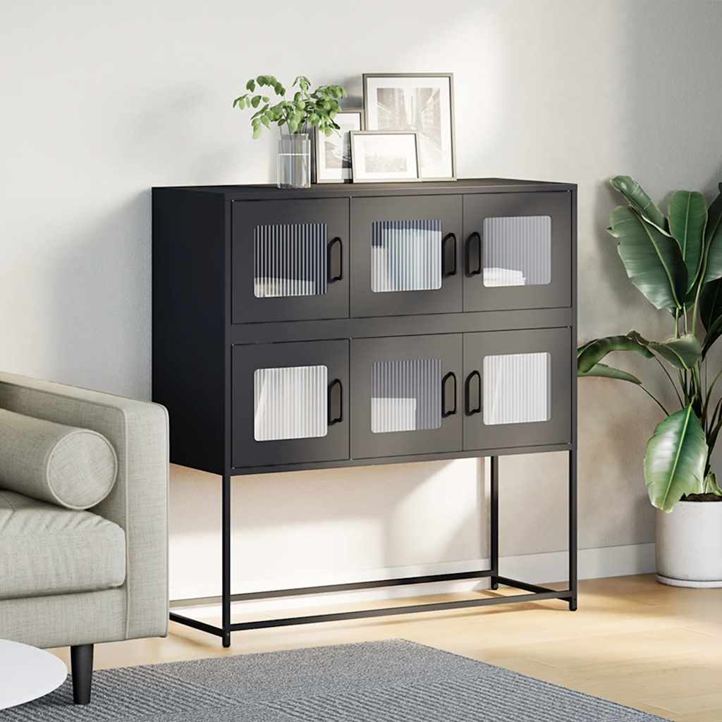 vidaXL Credenza Nera 100,5x39x107 cm in Acciaio Laminato a Freddo