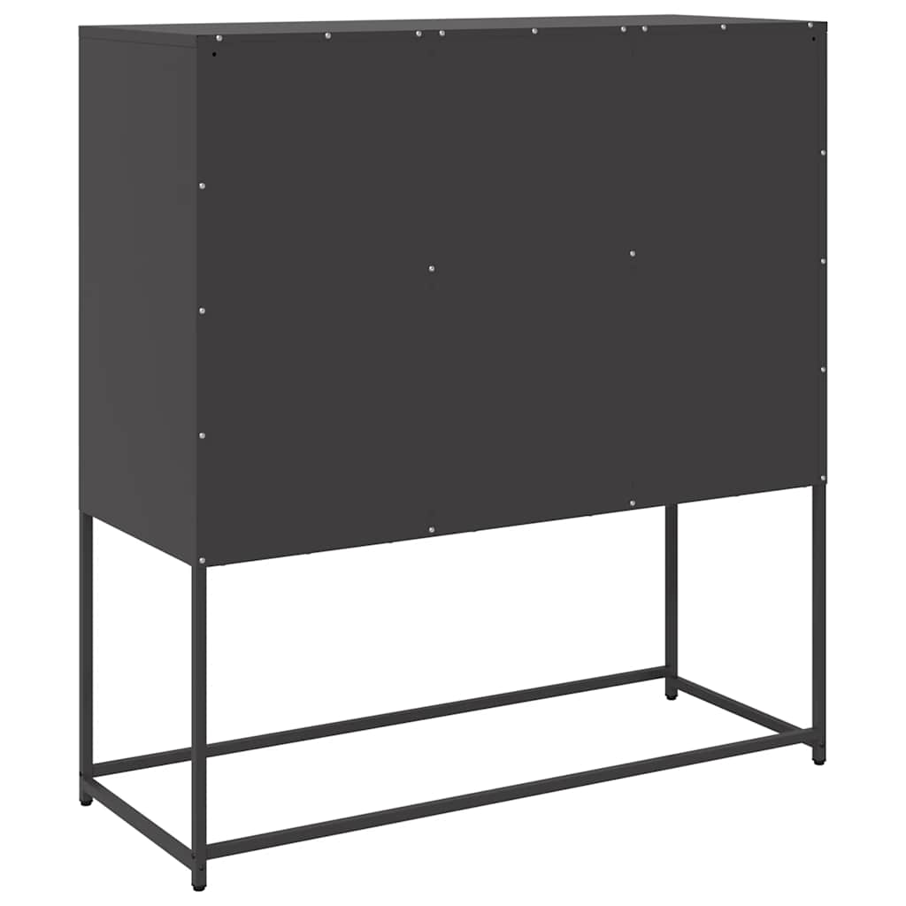 vidaXL Credenza Nera 100,5x39x107 cm in Acciaio Laminato a Freddo