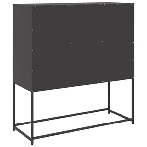 vidaXL Credenza Nera 100,5x39x107 cm in Acciaio Laminato a Freddo
