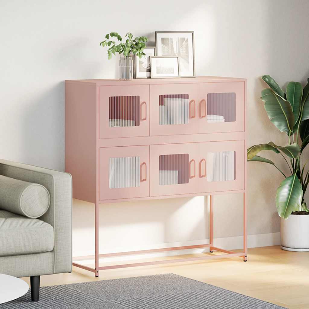 vidaXL Credenza Rosa 100,5x39x107 cm in Acciaio Laminato a Freddo