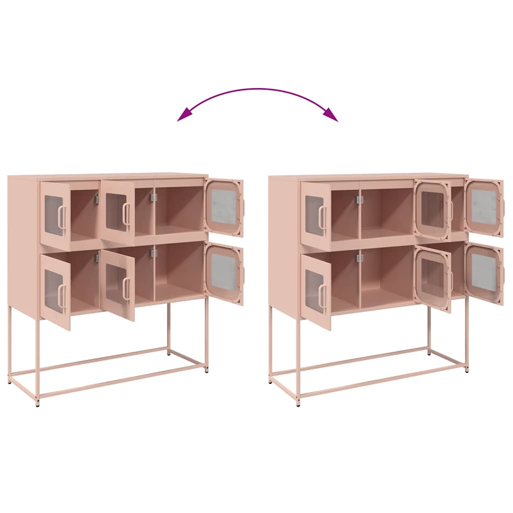 vidaXL Credenza Rosa 100,5x39x107 cm in Acciaio Laminato a Freddo