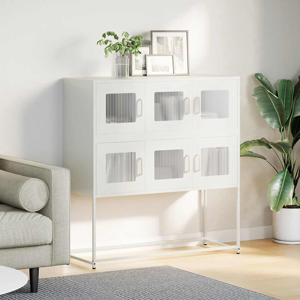 Credenza-Buffet-Armadio da cucina Bianca 100,5x39x107 cm in Acciaio Laminato a Freddo 775008