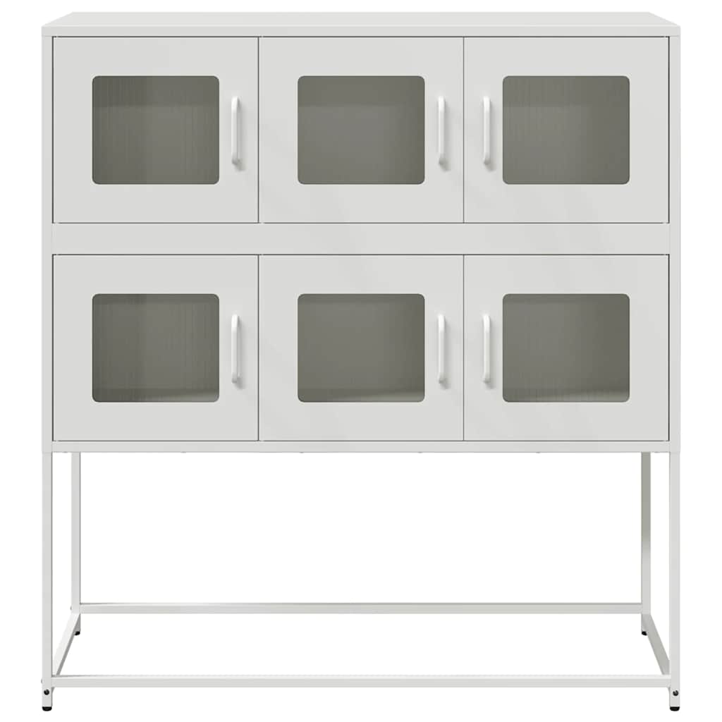 Credenza-Buffet-Armadio da cucina Bianca 100,5x39x107 cm in Acciaio Laminato a Freddo 775008