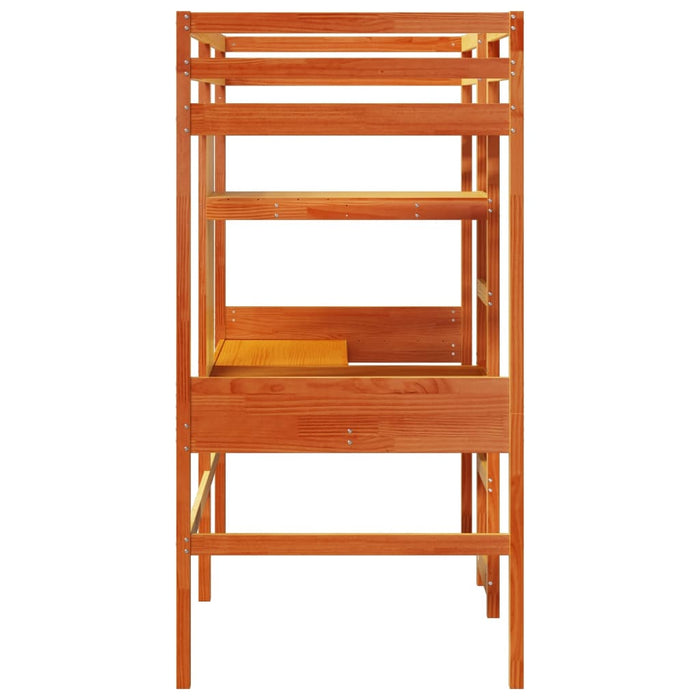 Giroletto Soppalco Scrivanie Ripiani Marrone Cera 90x200cm Pino