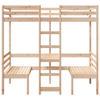 Giroletto Soppalco con Scrivania e Sedie-Struttura Letto 80x200cm Legno Pino