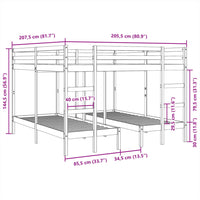 vidaXL Giroletto Castello Triplo Bianco 200x200/80x200cm Massello Pino