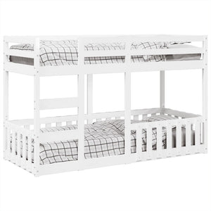 Letto a Castello Bianco 75x190 cm in Legno Massello di Pino