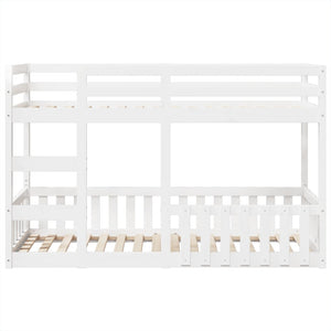 Letto a Castello Bianco 75x190 cm in Legno Massello di Pino