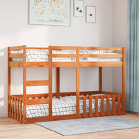 Letto a Castello Marrone Cera 75x190 cm in Legno di Pino 3308597