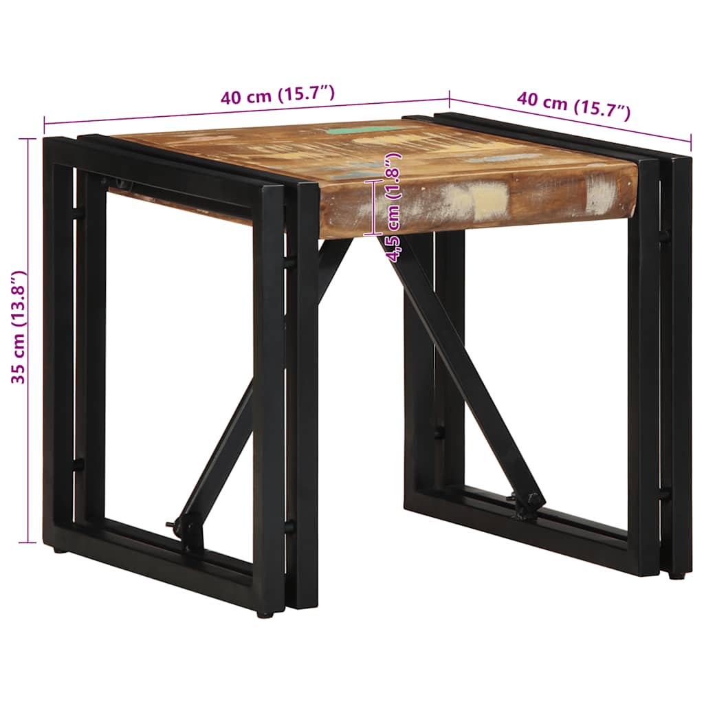 Tavolino Salotto Multicolore 40x40x35cm Legno Massello Recupero 4016683