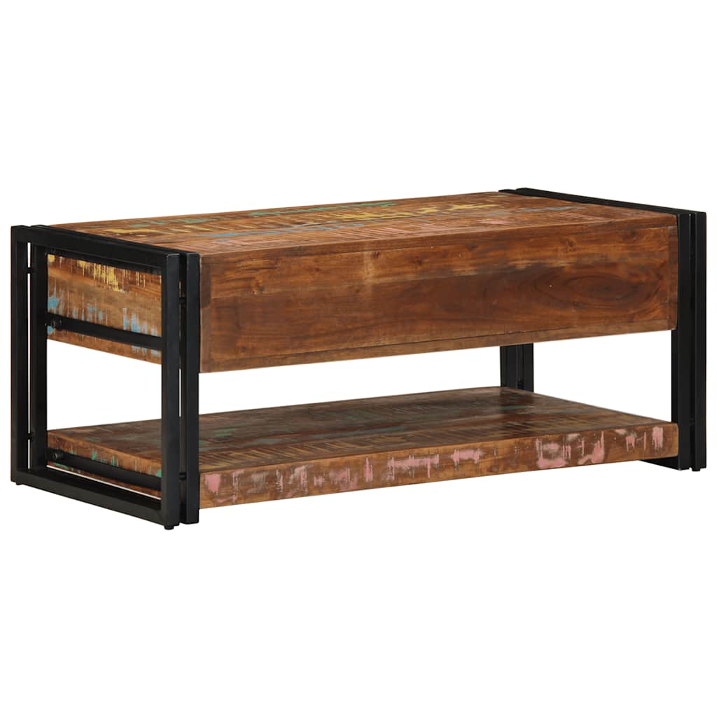 Tavolino Salotto-Tavolino da soggiorno-Tavolo Multicolore 90x50x38cm Legno Massello Recupero 454052