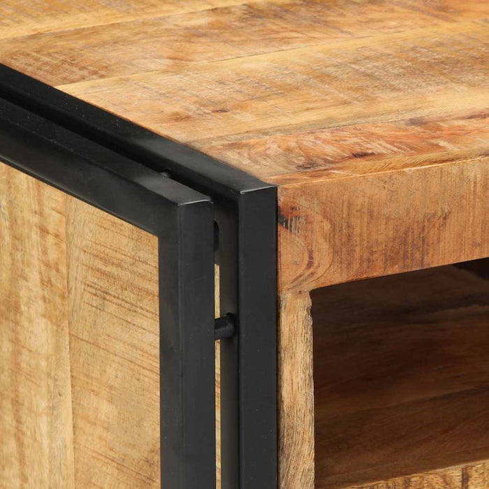 Comodino-Tavolino da notte 40x40x59 cm in Legno Grezzo Massello di Mango