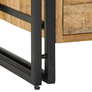 Comodino-Tavolino da notte 40x40x59 cm in Legno Grezzo Massello di Mango