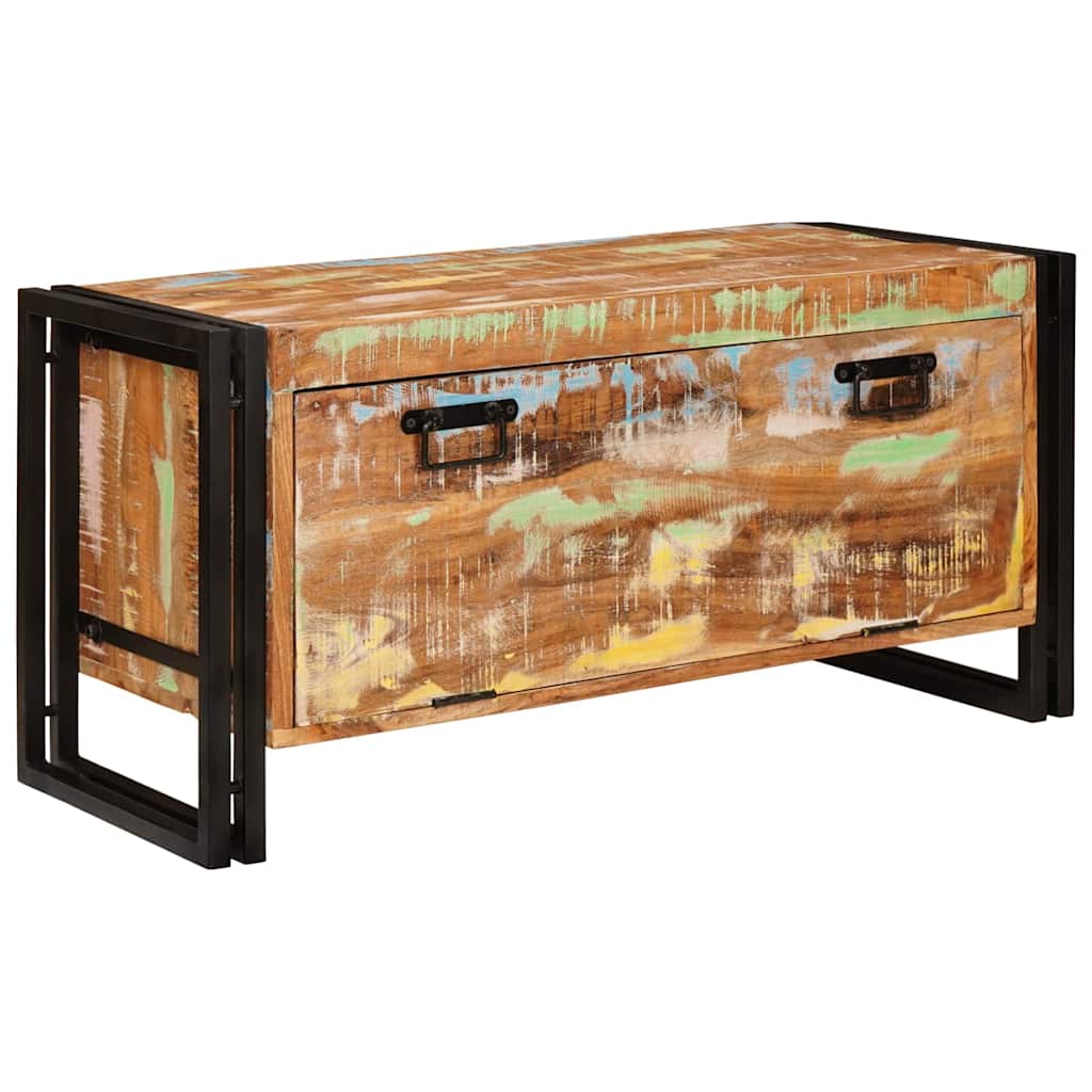 Mobile per scarpe con porta Marrone legno massello di riciclo 4016722