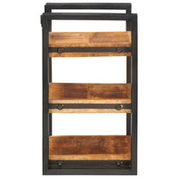 Comodino 2 pz-Set di 2 Tavolino da notte Marrone e nero Legno di mango massello