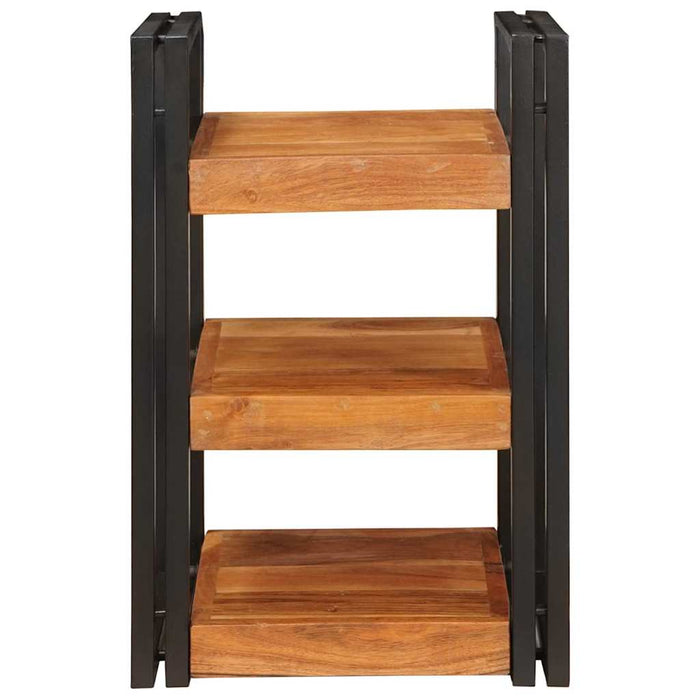 Comodino Marrone e nero Legno Massello di Acacia 4016734