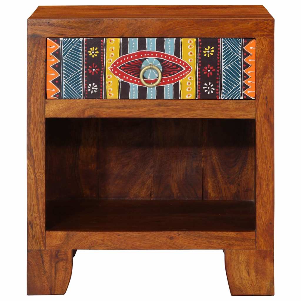 Comodino-Tavolino da notte 40x35x45 cm in Legno Massello di Acacia