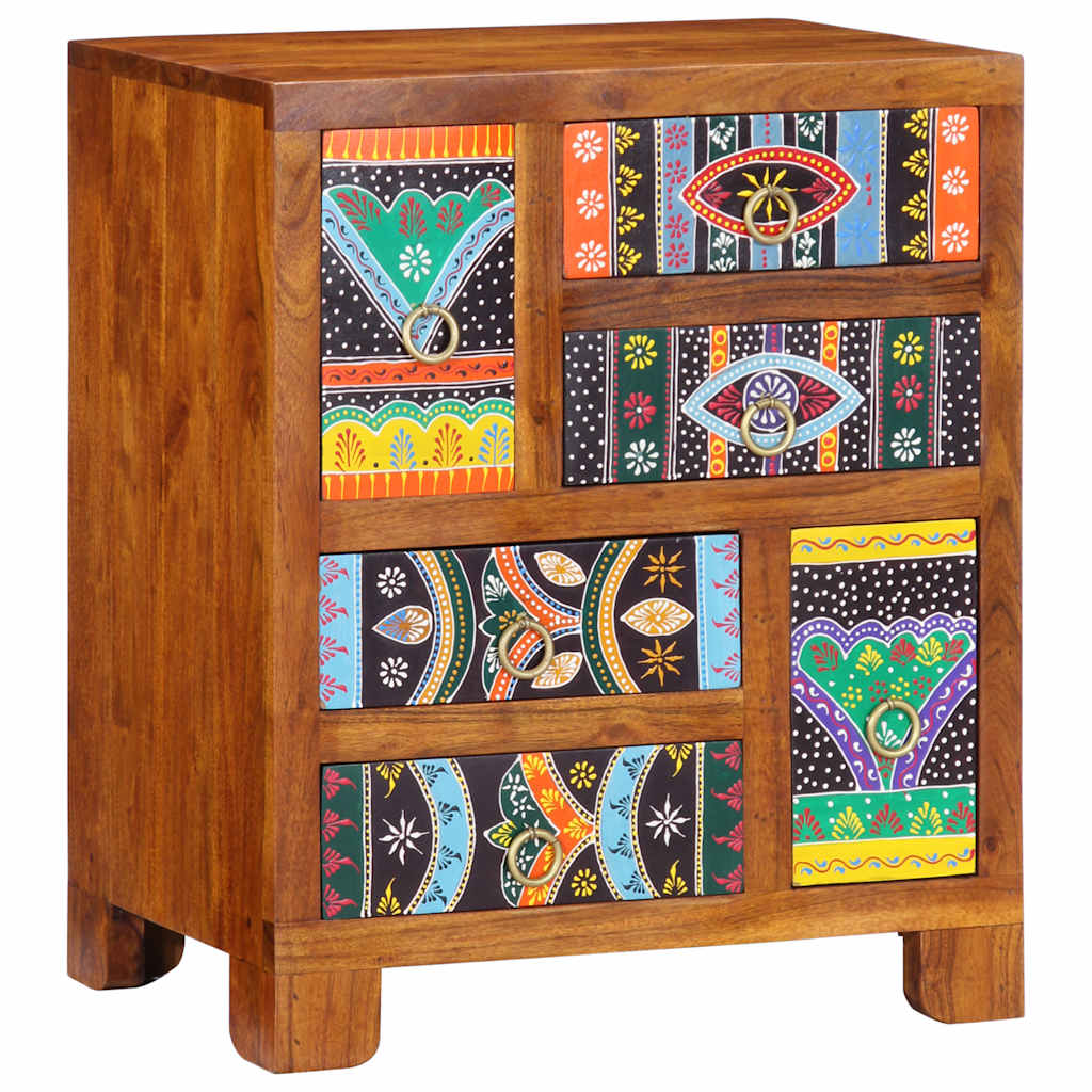 vidaXL Credenza Multicolore 50x35x60 in Legno Massello di Acacia