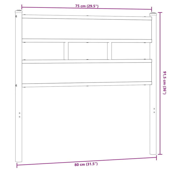 Testiera Rovere Fumo 75 cm in Ferro e Truciolato 4017079