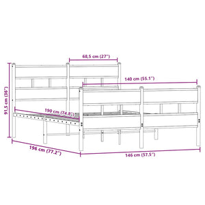 Giroletto senza Materaso in Metallo Rovere Sonoma 140x190 cm 4017120