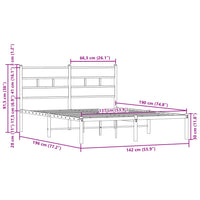 vidaXL Giroletto senza Materasso con Testiera Rovere Marrone 137x190cm