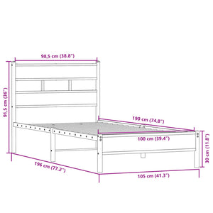 Giroletto senza Materasso-Struttura Letto Rovere Sonoma 100x190cm in Truciolato 733002