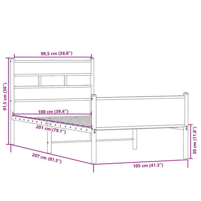 Giroletto senza Materasso-Struttura Letto Rovere Sonoma 100x200cm in Truciolato 762700