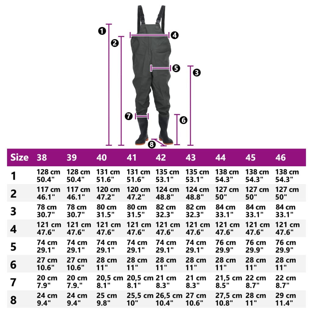 Wader da Pesca con Pettorina e Stivali Verde Scuro Taglia 40 4016974