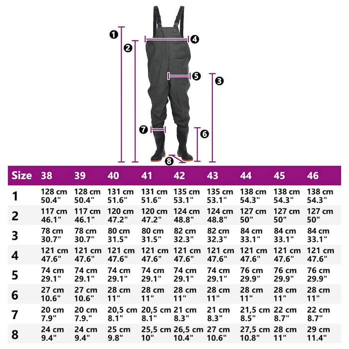 Wader da Pesca con Pettorina e Stivali Verde Scuro Taglia 42 4016976