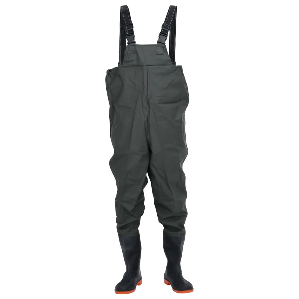 vidaXL Wader da Pesca con Pettorina e Stivali Verde Scuro Taglia 43