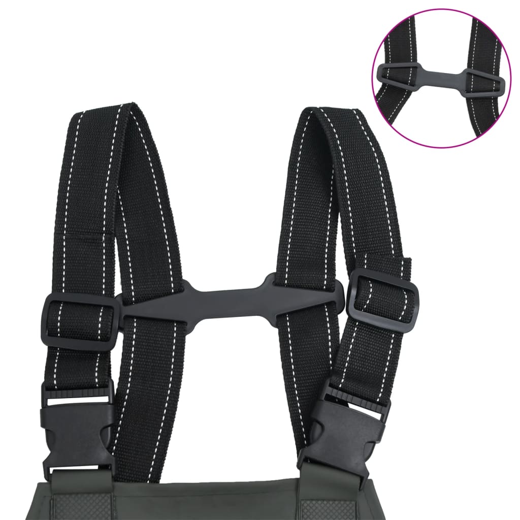 Wader da Pesca con Pettorina e Stivali Verde Scuro Taglia 44