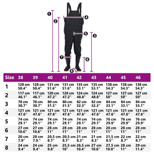 Wader da Pesca con Pettorina e Stivali Nero Taglia 41