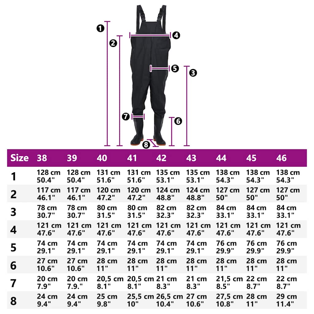 Wader da Pesca con Pettorina e Stivali Nero Taglia 44 4016987