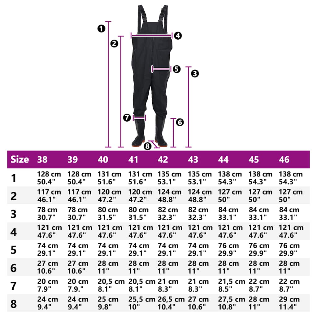 Wader da Pesca con Stivali Nero Taglia 45 4016988