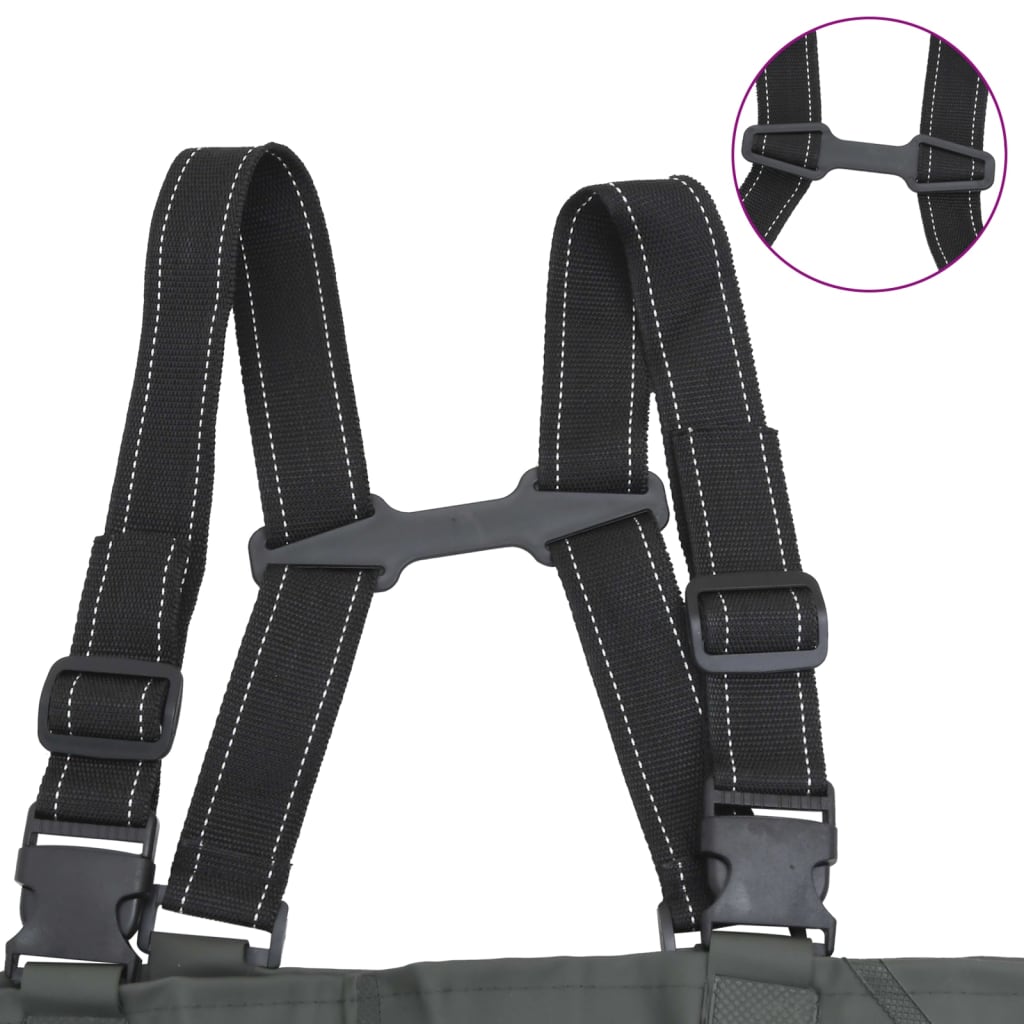 vidaXL Wader con Stivali e Cintura Verde Scuro Taglia 42