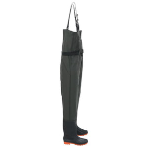 vidaXL Wader con Stivali e Cintura Verde Scuro Taglia 44