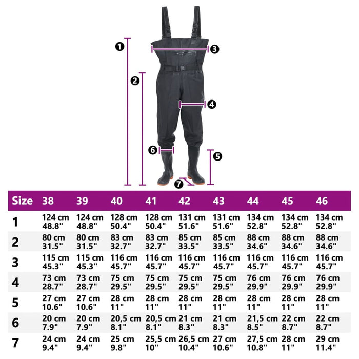 Wader con Stivali e Cintura Nero Taglia 38