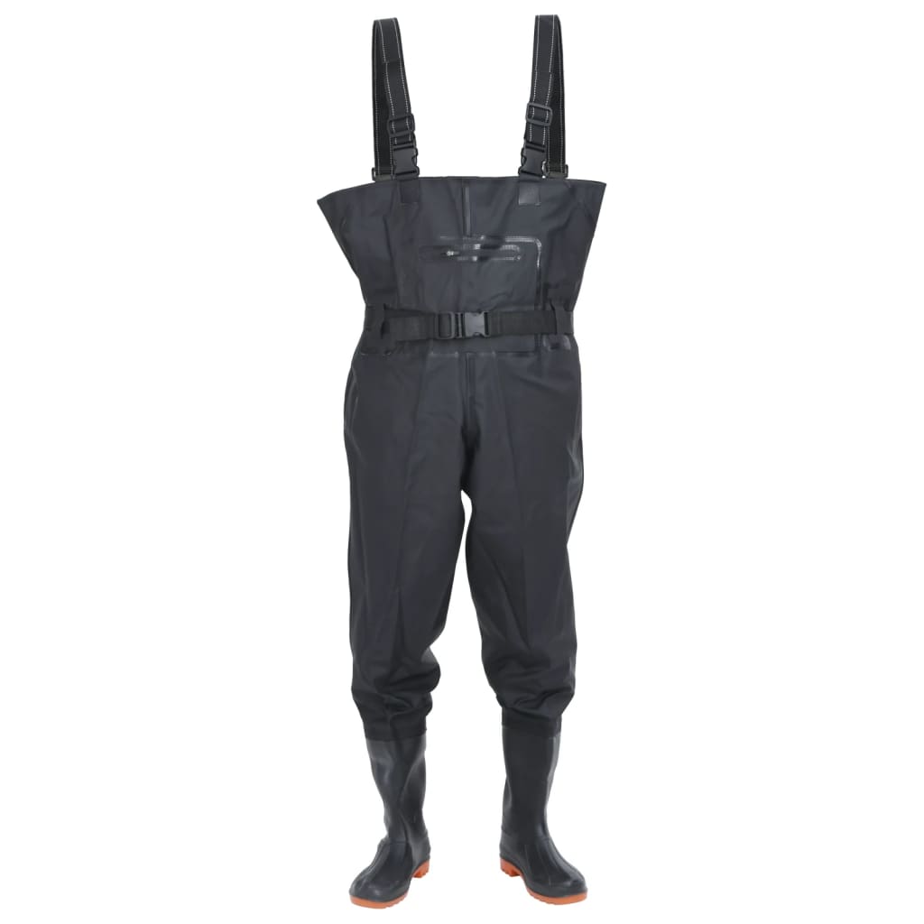 vidaXL Wader con Stivali e Cintura Nero Taglia 39