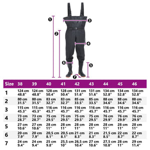 vidaXL Wader con Stivali e Cintura Nero Taglia 39