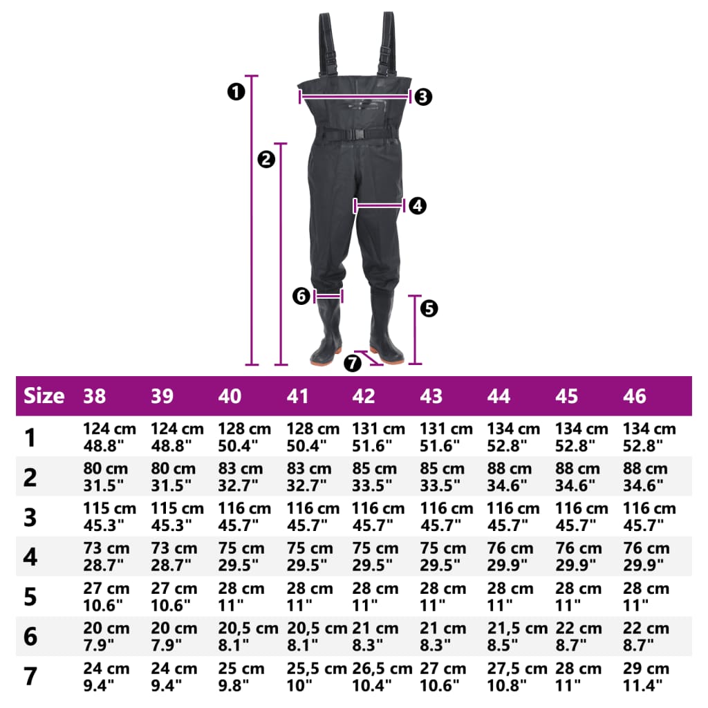 vidaXL Wader con Stivali e Cintura Nero Taglia 40