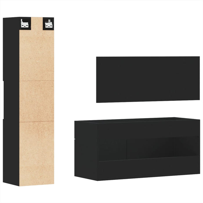 Set Mobili da Bagno 3 pz Nero in Legno Multistrato 3308527