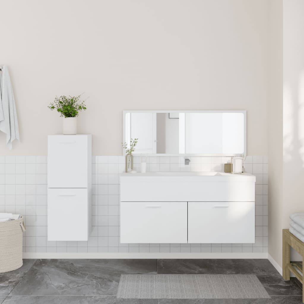 vidaXL Set Mobili da Bagno 3 pz Bianco in Legno Multistrato